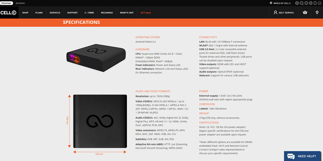 Cell C black Smart Box | Image 914
