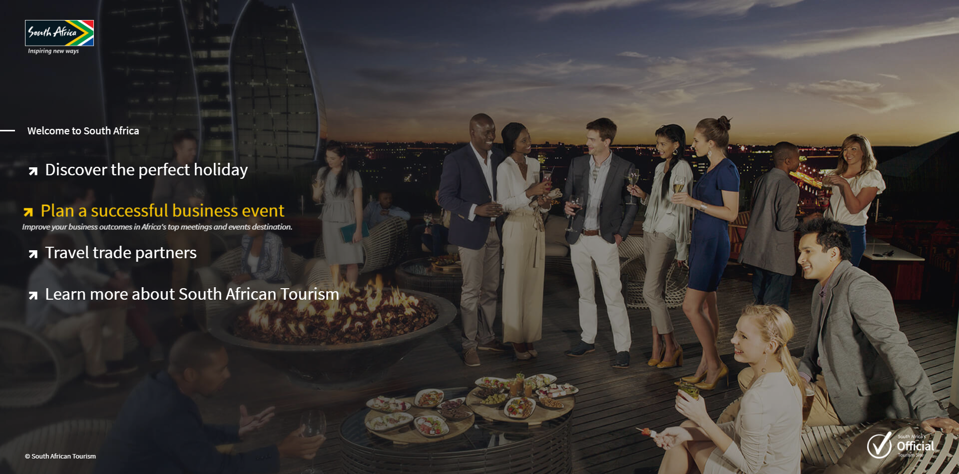 South African Tourism Home Page | Plan a successful business event slide