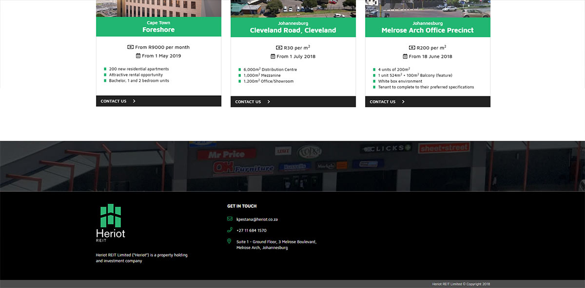 Heriot REIT Properties | Footer section