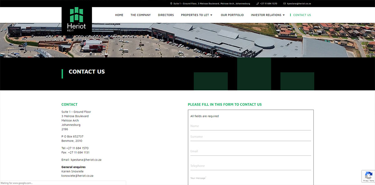 Heriot REIT Properties | Contact page