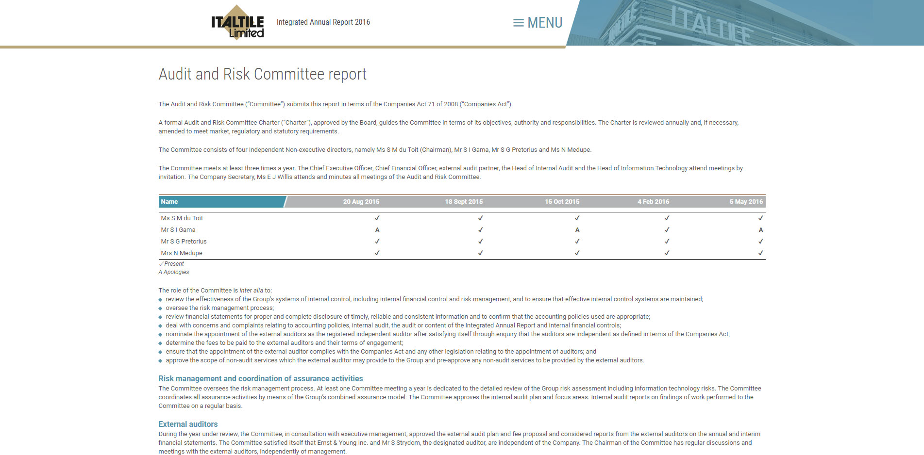 Italtile Integrated Annual Report 2016 | Image 1114