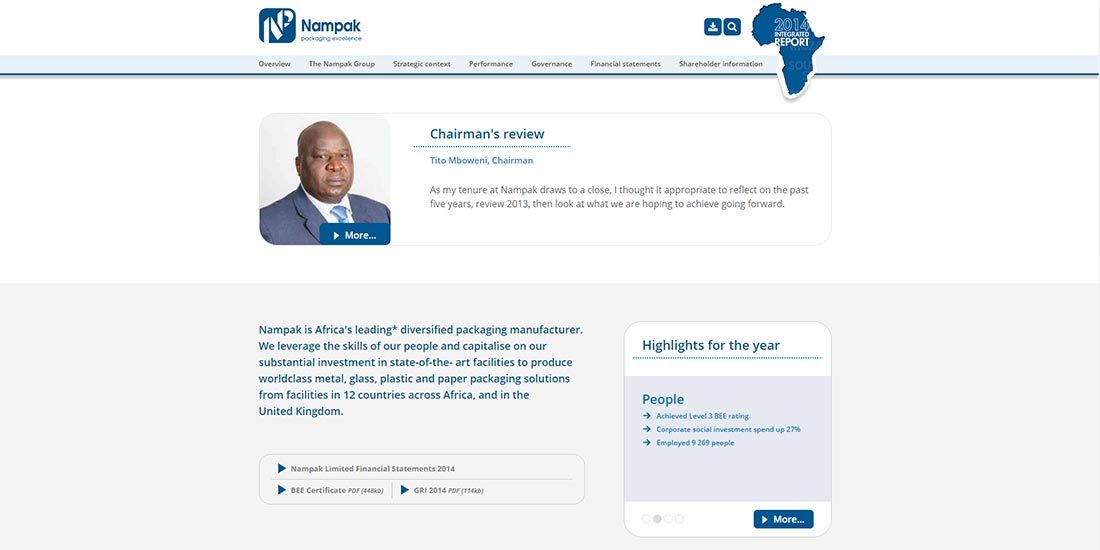 Nampak Integrated Report 2014 | Nampak Home Page