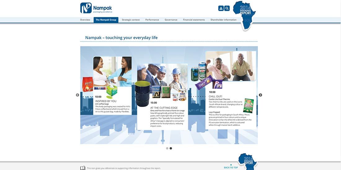 Nampak Integrated Report 2014 | Nampak - Touching your everyday life