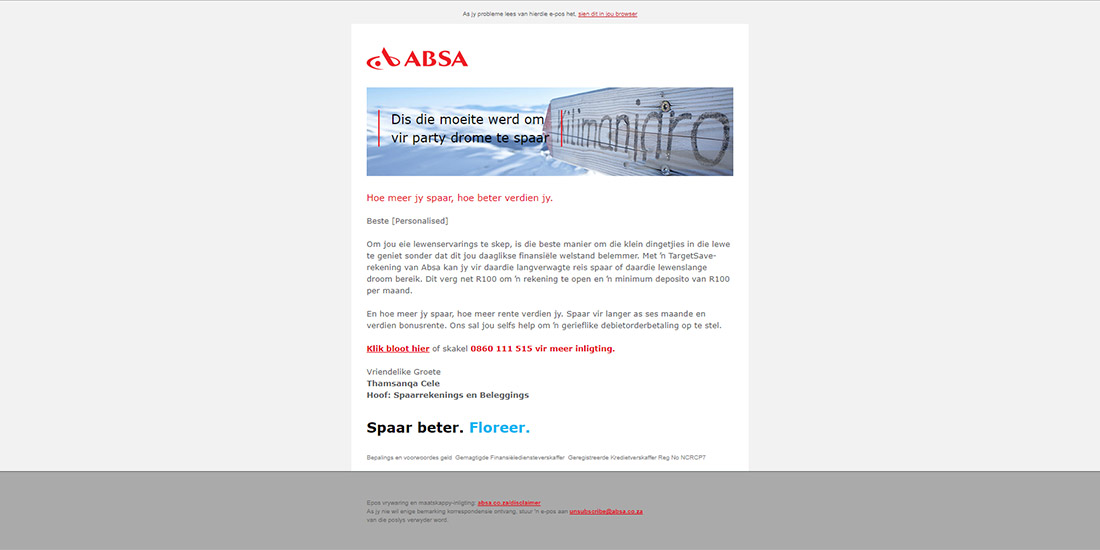 Absa Mailers - Set 1 | Retail and Savings