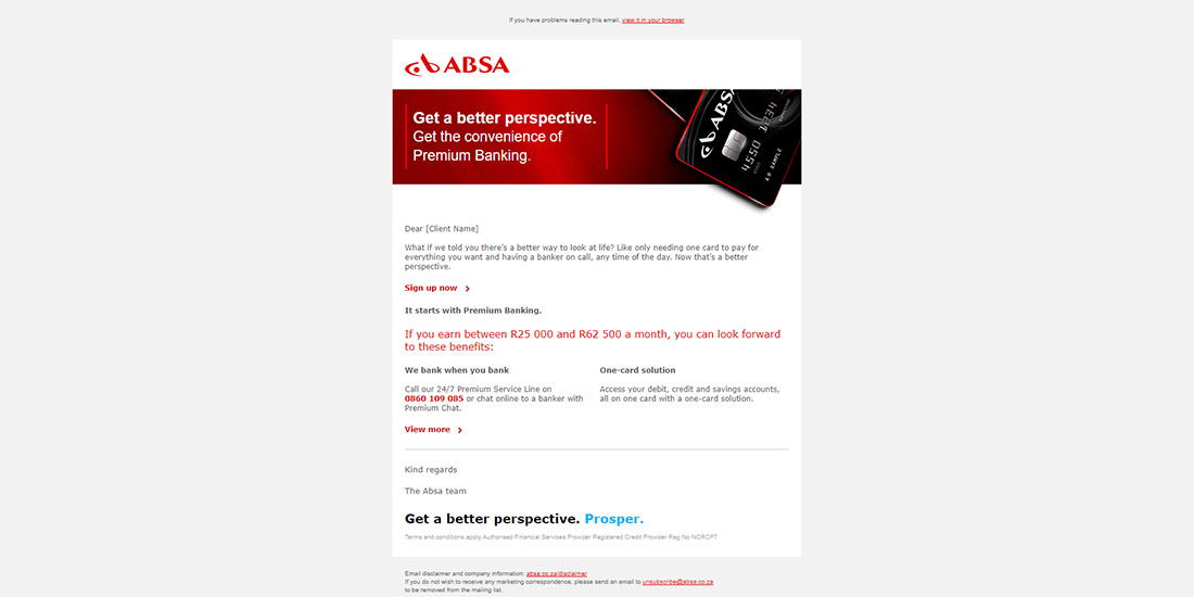 Absa Mailers - Set 1 | Premium Aquisition